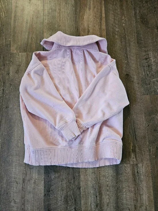 Aerie Pink Quarter Zip Pullover Sweatshirt Ribbed Collar Size S/P - Picture 4 of 5